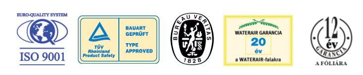 A Waterair minőség logói